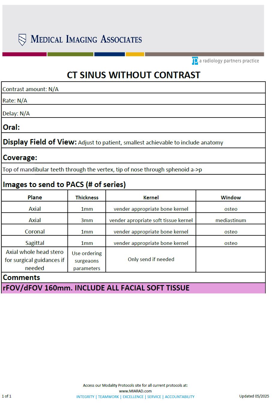 CT Sinus Without Contrast 05-2025.